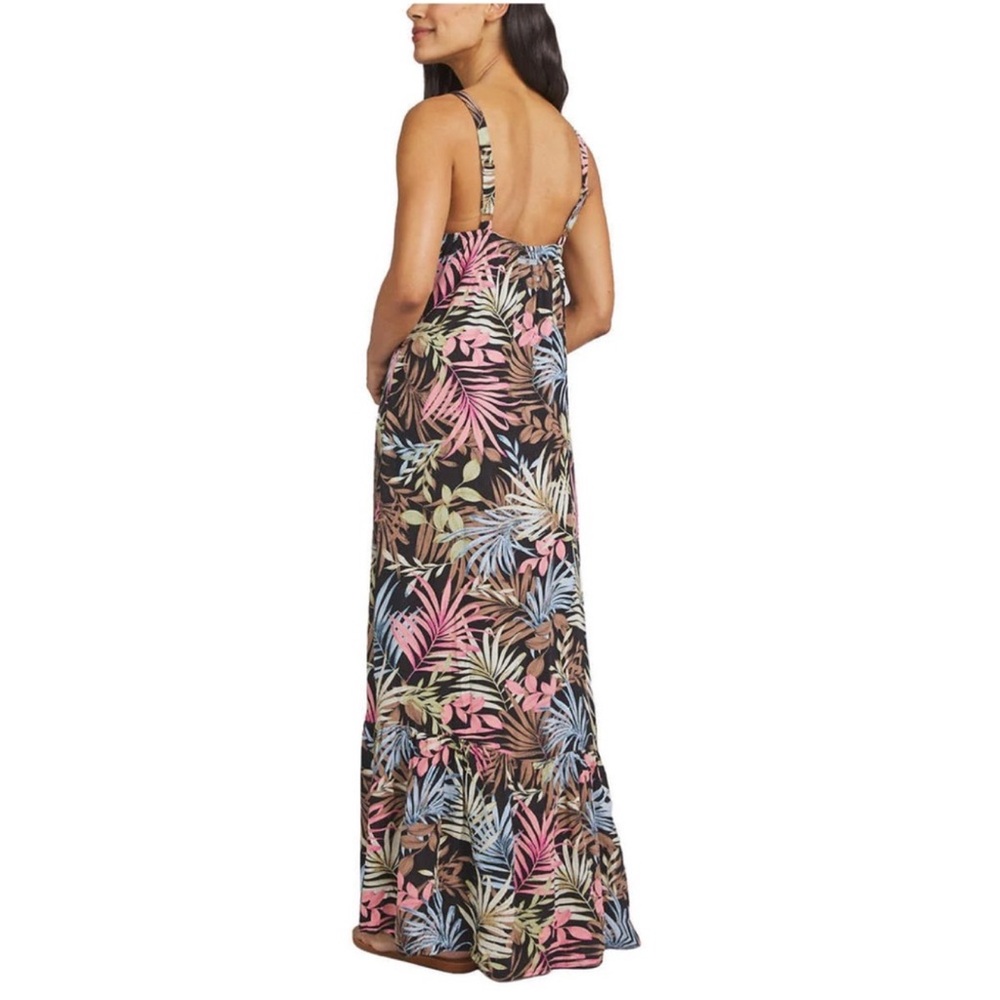 Hurley Floral Palm Ruffled Maxi Dress